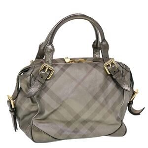 Burberry Nova Check Shoulder Bag Leather Silver